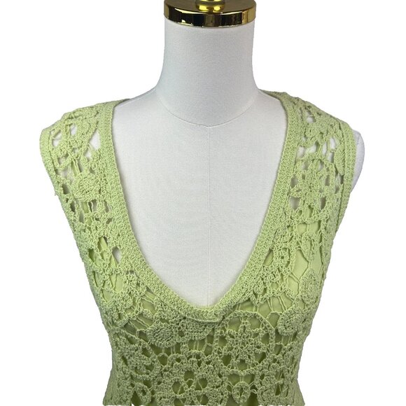 π House of Harlow β Crochet Lace Maxi Dress | Key Lime Green | Large | Worn 1X - Picture 2 of 10